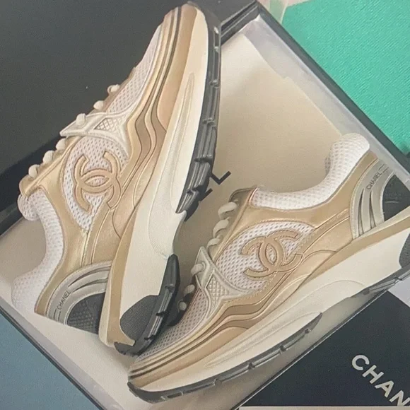 Chanel Gold and Silver Sneakers - Picture 5 of 8